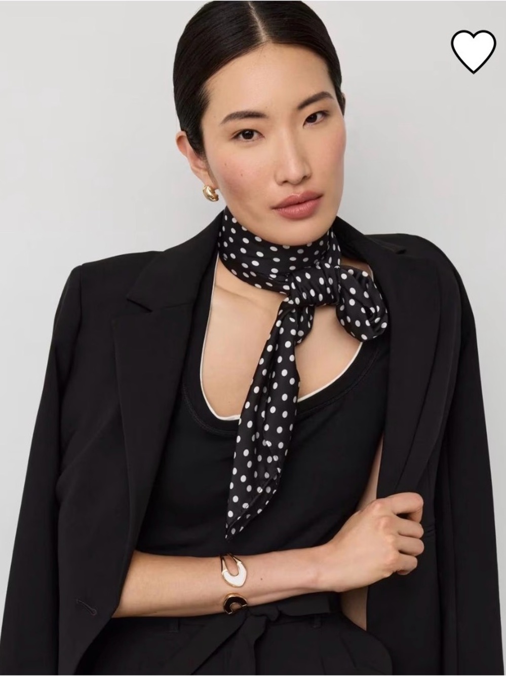 Polka Dot Silk Neck Scarf - Black/White - NEW WITH TAGS